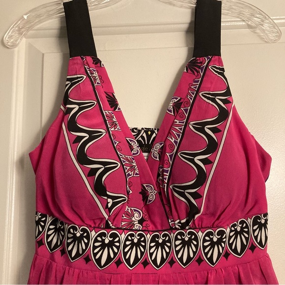 100% Silk Boho Border Print Dress - Picture 3 of 9